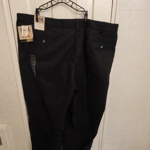 Big and Tall Men's Casual Docker Style Pleated Pants Black Cotton 50 x 32